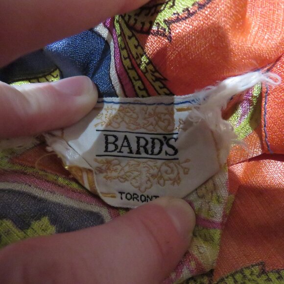 VINTAGE BARD'S TORONTO 1970s Paisley Satin Maxi Dress Multicolor Retro Boho - Picture 15 of 15